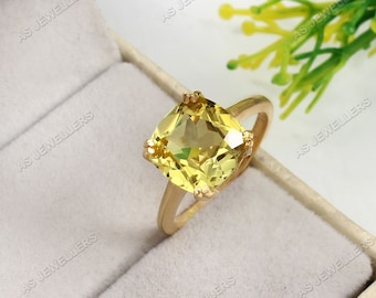 Ceylon Yellow Sapphire Ring Cushion Ring Gemstone Ring Statement Ring Gift For Love Bridal Ring Wedding Ring Sapphire Valentine Jewelry