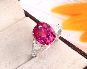 Genuine Pink Sapphire Ring Oval Gemstone Ring Statement Ring Gift For Her 925 Sterling Silver Ring Engagement Ring Sapphire Wedding Rings