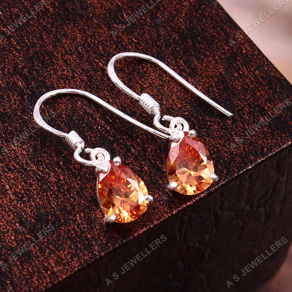 Flawless Padparadscha Sapphire Earrings Peach Sapphire Earrings Pear Gemstone Earrings Dainty Earring Gift For Her Wedding & Valentine Gifts