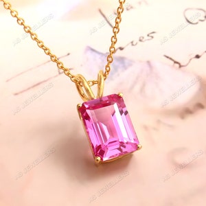 Ceylon Pink Sapphire Pendant Natural Sapphire Radiant Pendant Gemstone Necklace, Gift For Her Sterling Silver Wedding Pink Sapphire Jewelry