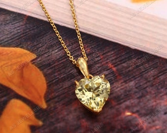 Ceylon Yellow Sapphire Pendant Sapphire Heart Shape Pendant Gemstone Pendant Gift For Love 925 Sterling Silver Pendant Wedding Gifts 12 MM