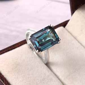 Natural Indicolite Tourmaline Ring Radiant Gemstone Ring Blue Green Tourmaline Statement Ring Gift For Her Valentine Jewelry Wedding Rings