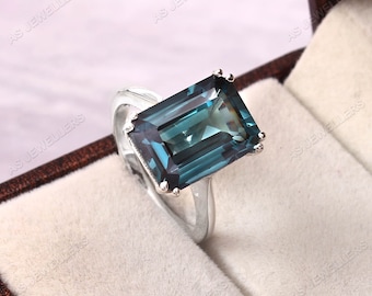 Natural Indicolite Tourmaline Ring Radiant Gemstone Ring Blue Green Tourmaline Statement Ring Gift For Her Valentine Jewelry Wedding Rings