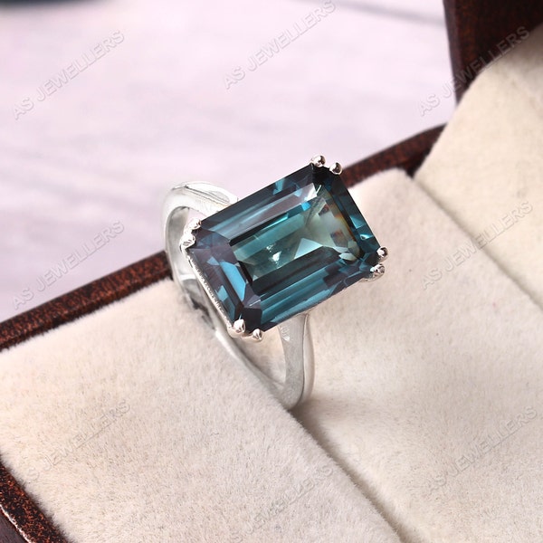 Natürliche Indicolite Turmalin Ring Radiant Edelstein Ring Blau Grün Turmalin Statement Ring Geschenk Für Sie Valentine Schmuck Hochzeit Ringe