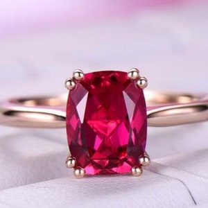 Flawless Red Ruby Ring Cushion Ruby Gemstone Ring July Birthstone Statement Ring 92.5 Sterling Silver Anniversary Ring Ruby Wedding Ring