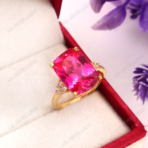 Flawless Pink Sapphire Ring Cushion Gemstone Ring Statement Ring Gift For Her 925 Sterling Silver Ring Engagement Ring Wedding Ring 10x14 MM