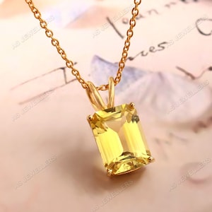 Ceylon Yellow Sapphire Pendant, Natural Yellow Sapphire Radiant Pendant Gemstone Necklace Gift For Her Sterling Silver Pendant Wedding Gifts