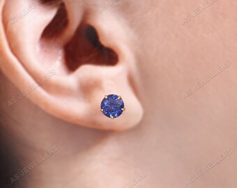 Cornflower Blue Sapphire Stud Earrings Natural Blue Sapphire Earrings Oval Gemstone Earrings Dainty Stud Gift For Her Wedding Jewelry