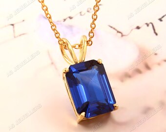 Cornflower Blue Sapphire Pendant Blue Sapphire Necklace Radiant Gemstone Pendant Gift For Her 925 Sterling Silver Sapphire Wedding Jewelry