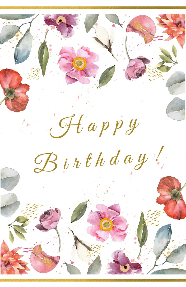Printable Happy Birthday Card Instant Download Happy Bitrhday - Etsy