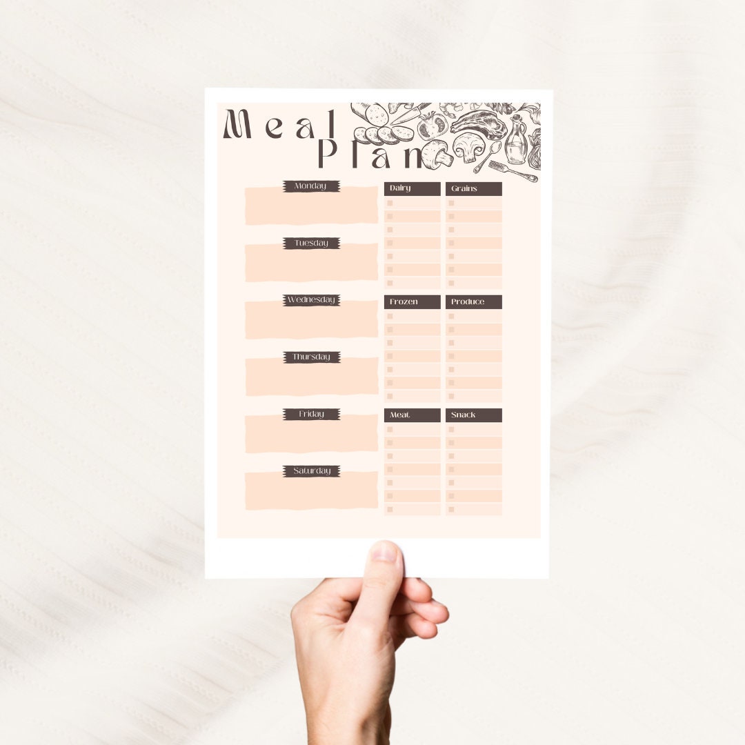 Weekly Meal Planner/grocery List - Etsy