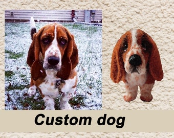 Custom crochet dog Memorial pet figurine Personalized collar Replica with pet photo Gift for animal lovers pet loss.