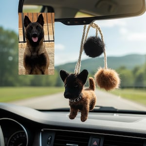 Personalized Crochet Dog Car Charm from Photo with Custom Name Collar Memories Gift keychain