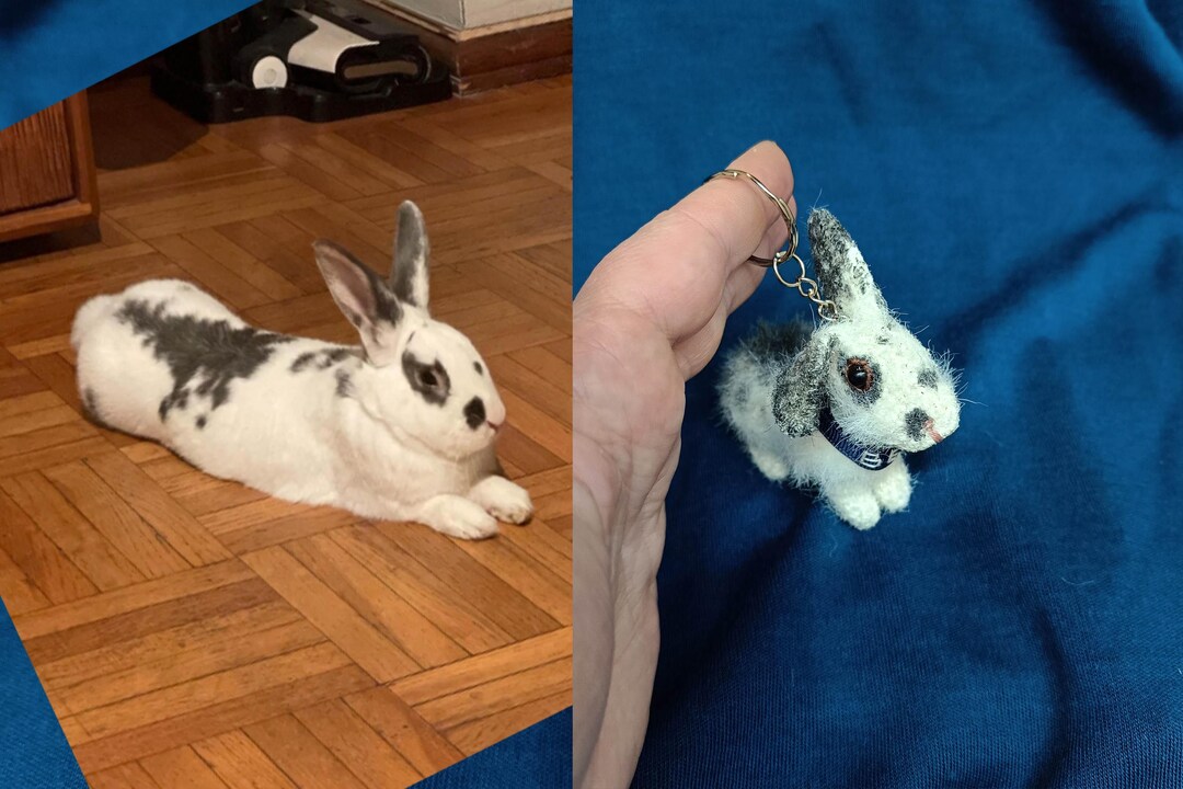 Custom Rabbit Crochet Keychain With Pet Photo, Personalized Pet Lover ...