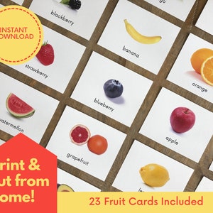 FRUIT /Montessori Flash Cards / Toddler Activity / Preschool Learning / Instant download / Printable