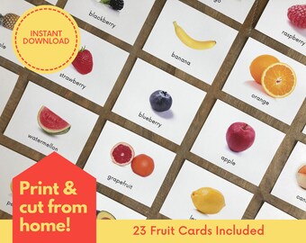 FRUIT /Montessori Flash Cards / Toddler Activity / Preschool Learning / Instant download / Printable