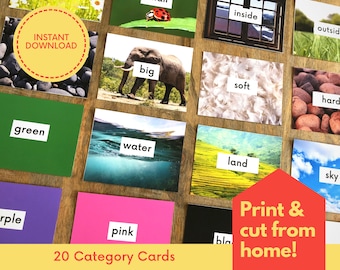 CATEGORY CARDS /Montessori Flash Cards / Toddler Activity / Preschool Learning / Instant download / Printable