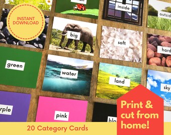 CATEGORIEKAARTEN /Montessori Flash Cards / Peuteractiviteit / Kleuterschool Leren / Instant download / Afdrukbaar