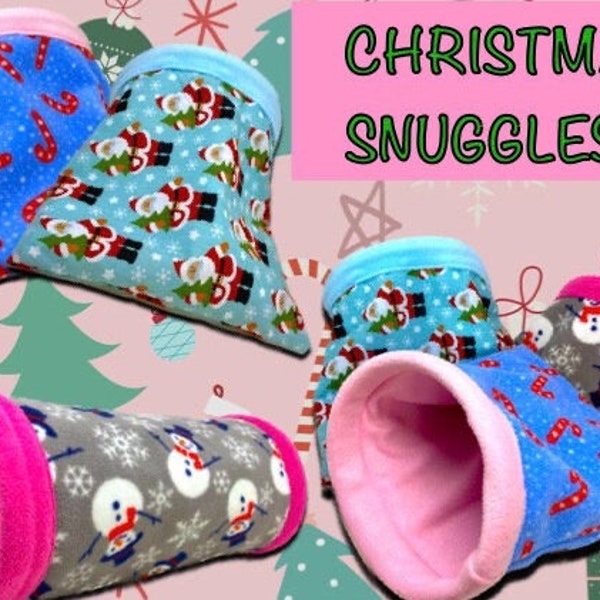 STAY OPEN CHRISTMAS  *Guinea pig bed ** small animal bed**hedgehog** hide**soft fleece snuggle pouch**sack** tunnel lap pad