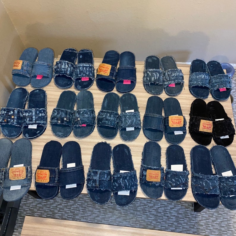 Distressed denim slides image 4