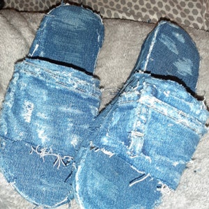 Distressed denim slides image 7