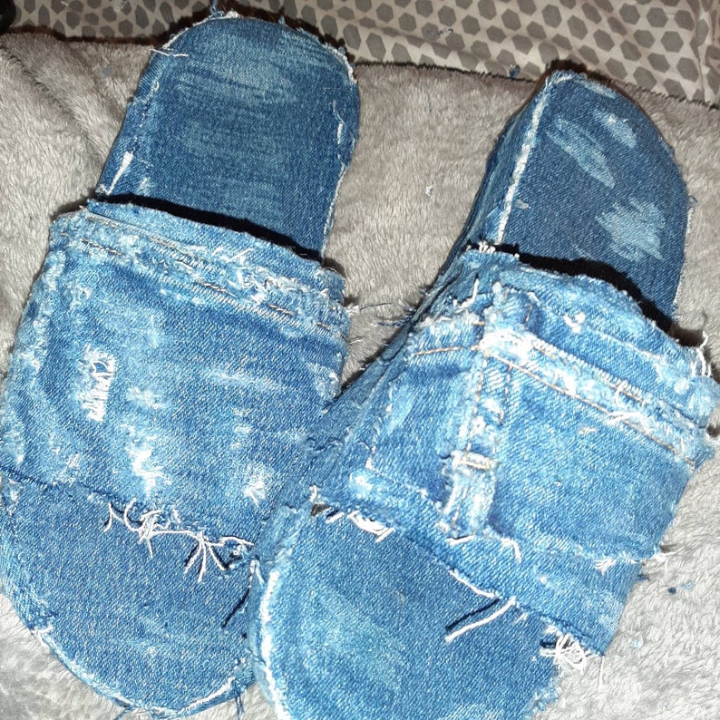 Distressed denim slides image 7