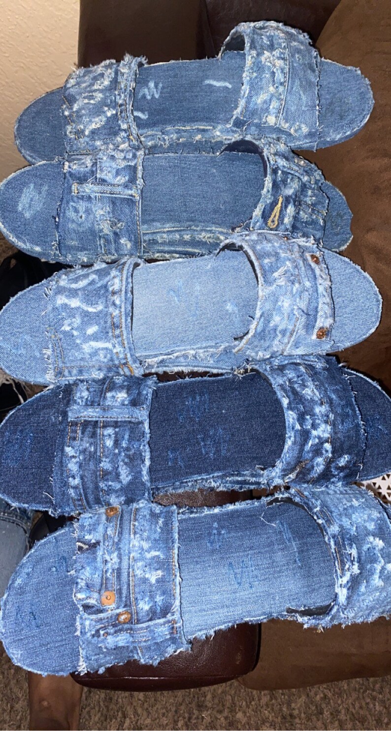 Distressed denim slides image 10