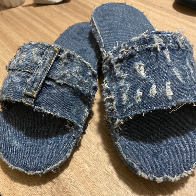 Distressed denim slides image 3