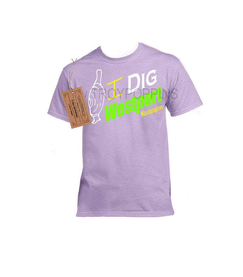 1-I DIG WESTPORT Washington Green Logo Razor Clam Clamming Digging Unisex Silkscreen t-shirt beach coast vacation Trip Wear Purple