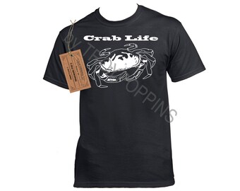 Crab Life Dungeness Crabbing Fishing Deckhand Crew Charter Boat Gear Beach Mens Silkscreen t-shirt Trip Wear Gildan SoftStyle Cotton