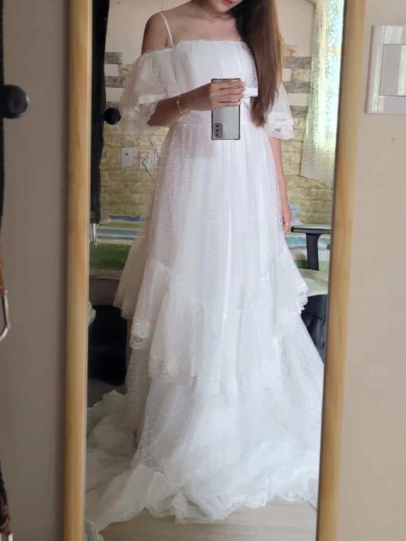 Boho off the Shoulder Wedding Dress Vintage Bohemian Bridal - Etsy