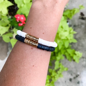 6mm Heishi bead bracelet, Gold bead bracelet, stack bracelets