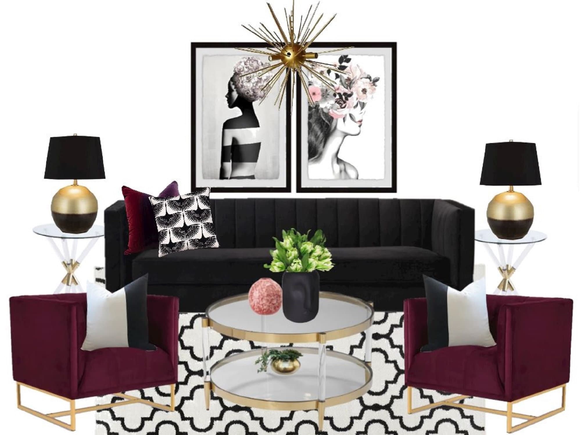 Glam Living Room E-Design Curated Home Decor Interior | Etsy