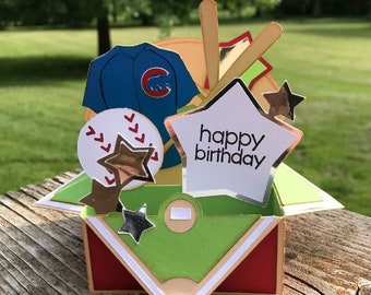 3D Cubs Birthday Card, Cubs Card, Birthday Card, Baseball Card, Chicago Cubs