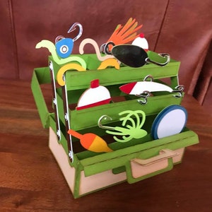 3d Pop-Up Tackle Box Card, Tackle Box Card, Fishing Card, Birthday Card, Father's Day Card image 1