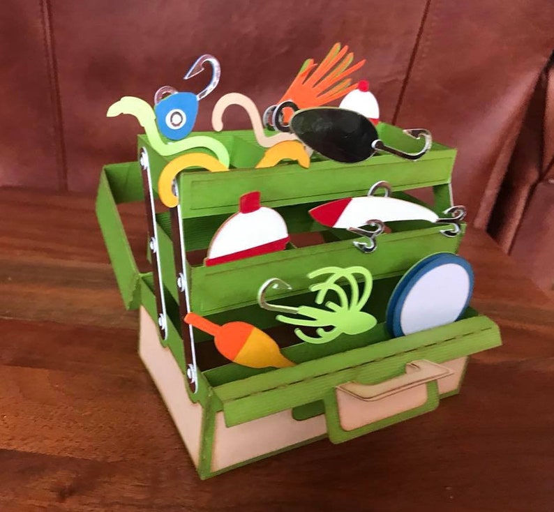 3d Pop-Up Tackle Box Card, Tackle Box Card, Fishing Card, Birthday Card, Father's Day Card image 1