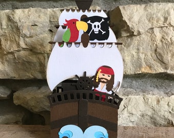 Pirate Ship Birthday Box Card, Birthday Card