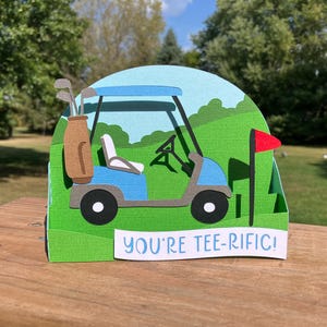 3D Golf Birthday Card: Pop-Up Golf Cart, Handmade