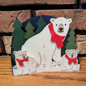 Polar Bears Christmas Card, Pop up card