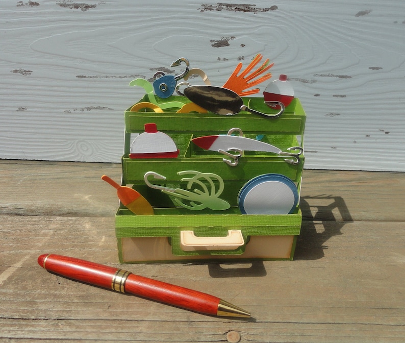 3d Pop-Up Tackle Box Card, Tackle Box Card, Fishing Card, Birthday Card, Father's Day Card image 2