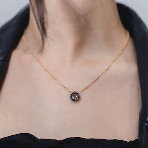 Rutilated Quartz Gemstone Drop Necklace, 14K Gold Filled, Sterling Silver