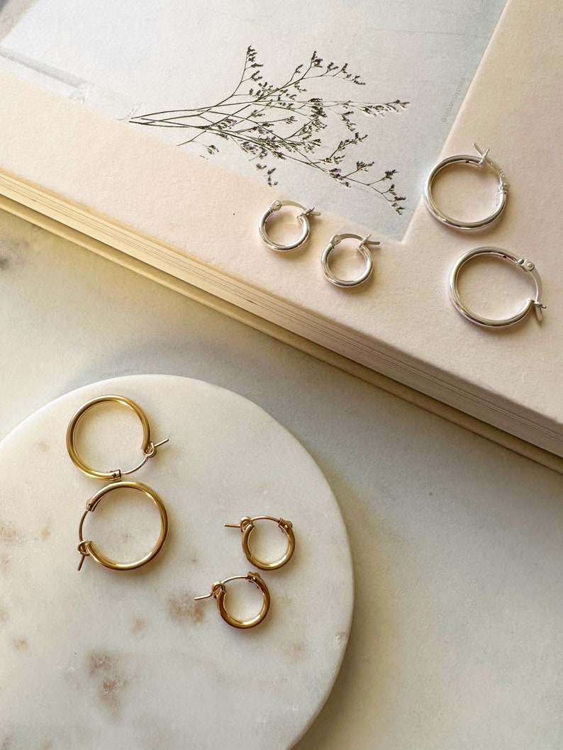 Hoops, Small, Large, XL, Chunky, Claspable, Gold Filled, Sterling Silver, Earrings image 3