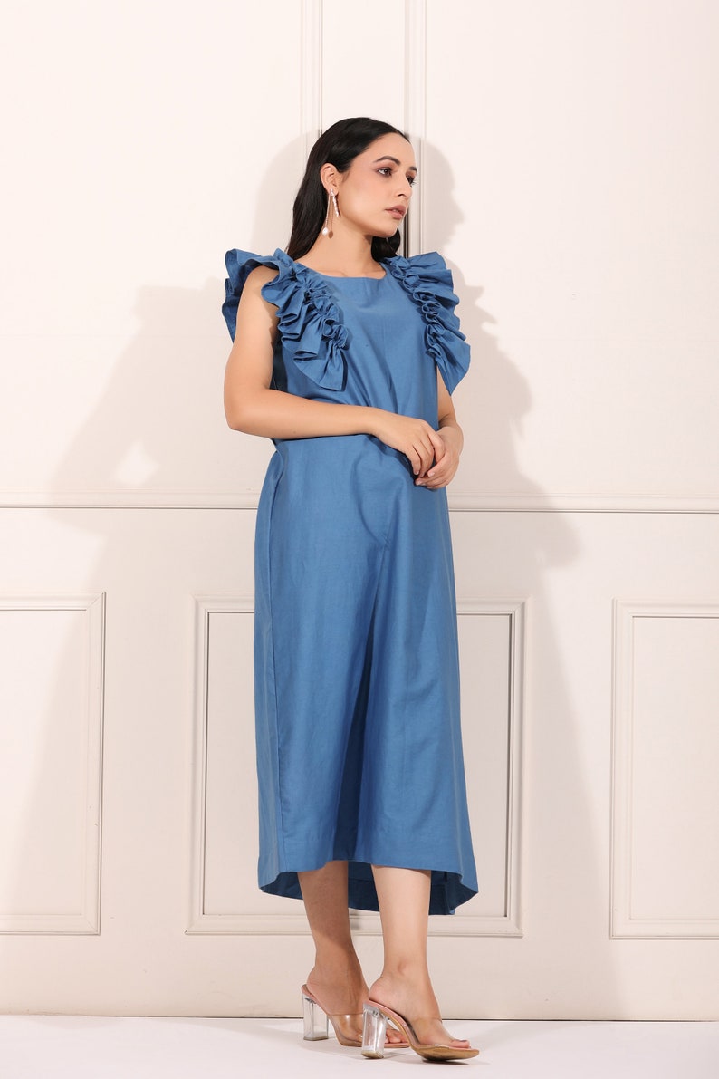 Solid Summer Cotton Blooming midi dress image 2