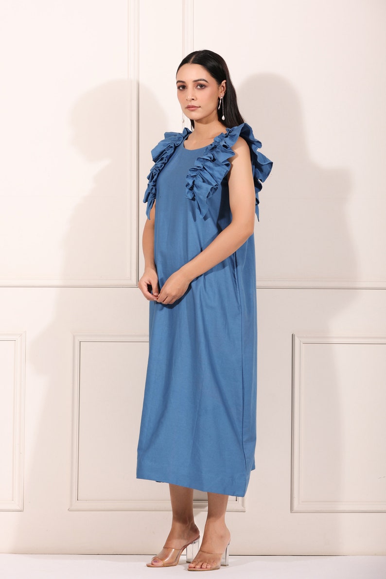 Solid Summer Cotton Blooming midi dress image 8