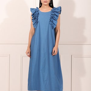 Solid Summer Cotton Blooming midi dress image 7