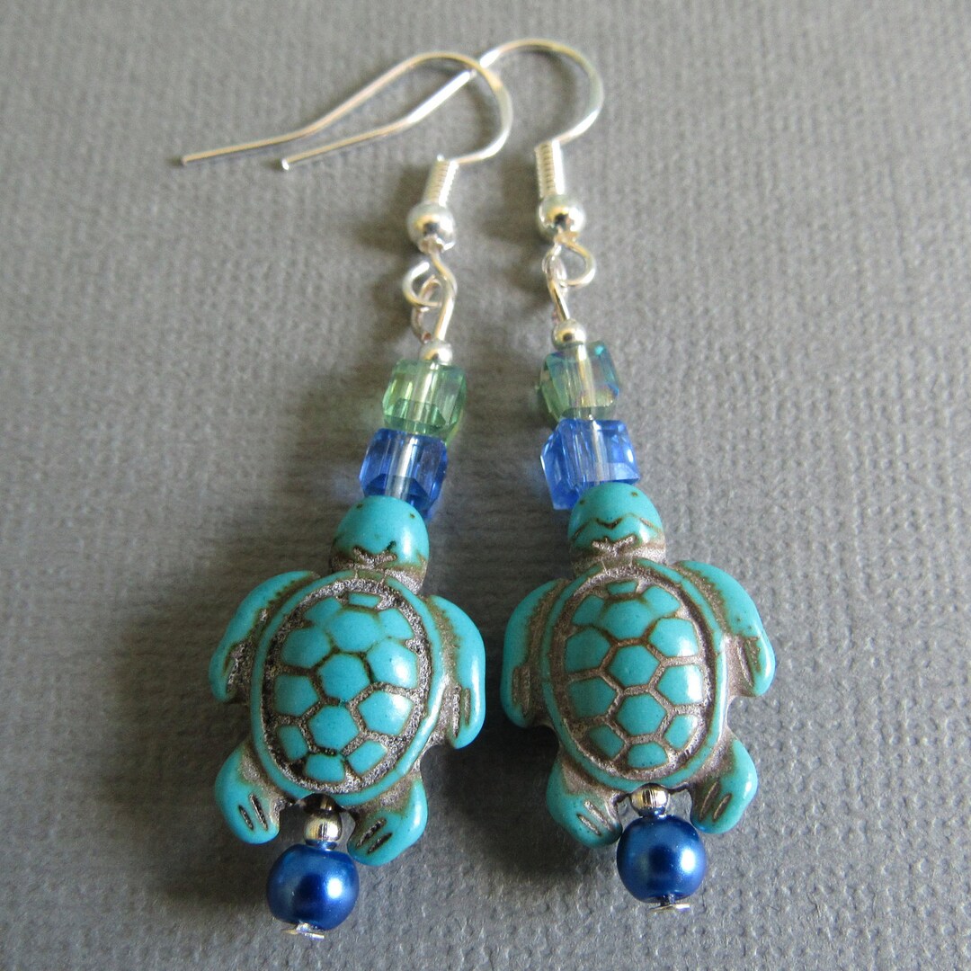 Turquoise Turtle Earrings Etsy