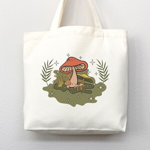Mushroom Tote bag, cottagecore bag, canvas tote bag, eco friendly bag,aesthetic tote,mushroom gift,cute tote bag,fairycore,nature lover gift