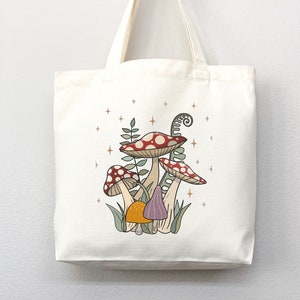 Mushroom Tote bag, cottagecore bag, canvas tote bag, eco friendly bag,aesthetic tote,mushroom gift,cute tote bag,fairycore,nature lover gift