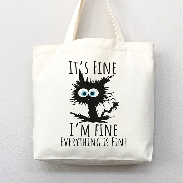 Cute Canvas Tote Everyday Tote Eco Friendly Bag Aesthetic Tote Shopper Bag Reusable Grocery Bag Cute Tote Bag School Bag Cat Lover Gift