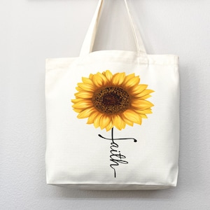 Faith Sunflower Tote Bag: Christian Canvas Shopper